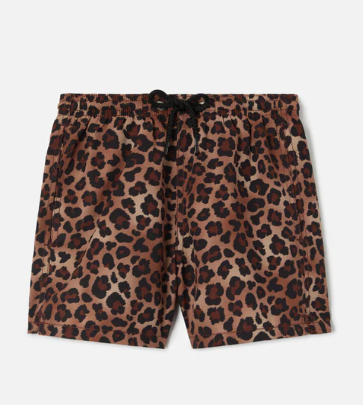 Jean swim shorts with Leopard Animalier print