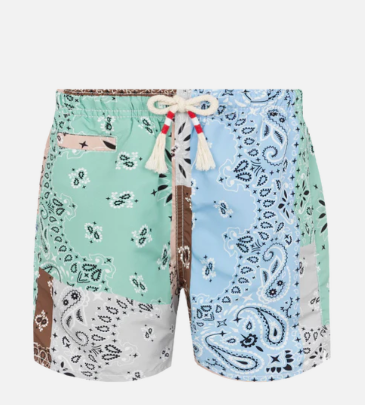 Mid-length swim-shorts Caprese Jr with bandana patch print