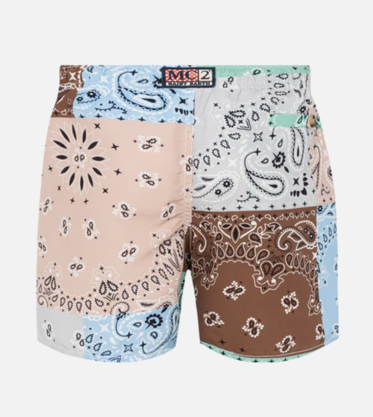 Mid-length swim-shorts Caprese Jr with bandana patch print