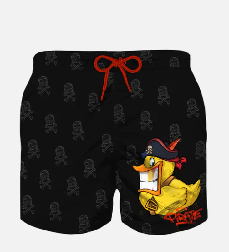 Boy swim shorts with Crypto duck print | CRYPTO PUPPETS® SPECIAL EDITION