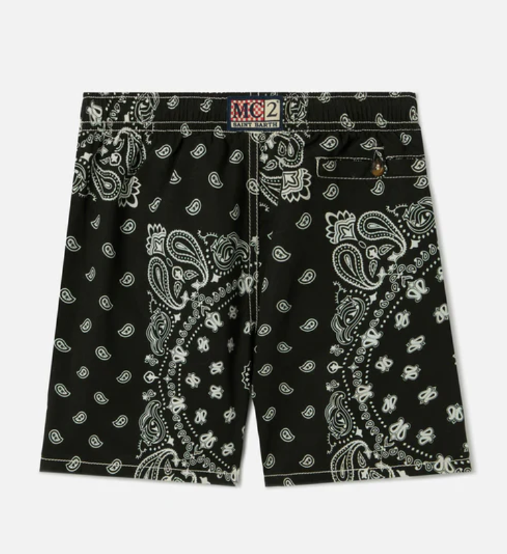 Caprese Jr swim shorts with black bandana print