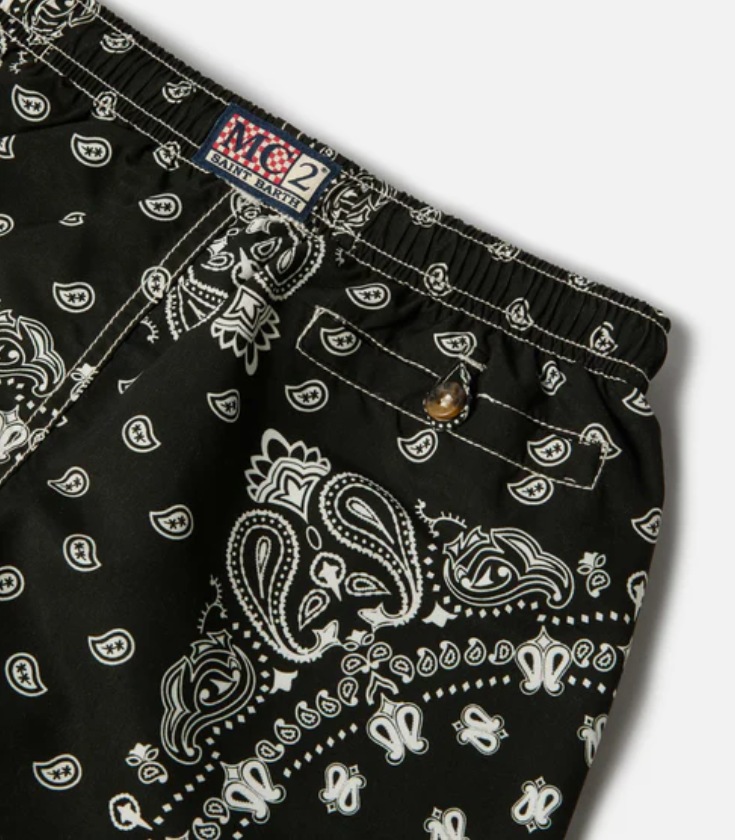Caprese Jr swim shorts with black bandana print