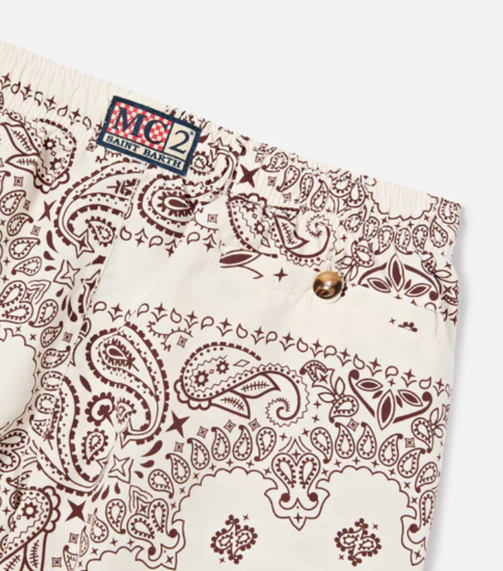Caprese Jr swim shorts with ivory bandana print