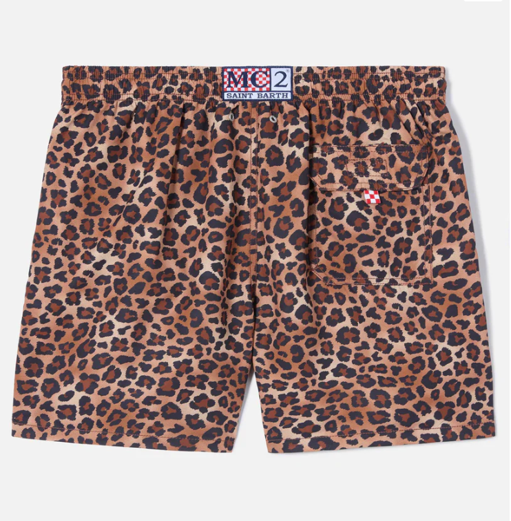 Gustavia swim shorts with leopard print