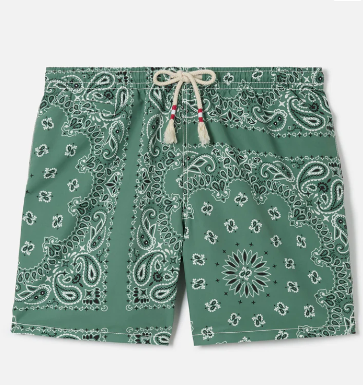 Caprese swim shorts with military green bandana print