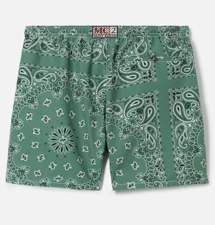Caprese swim shorts with military green bandana print