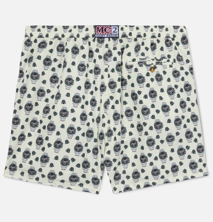 White Lighting Micro swim shorts with watch in the night print