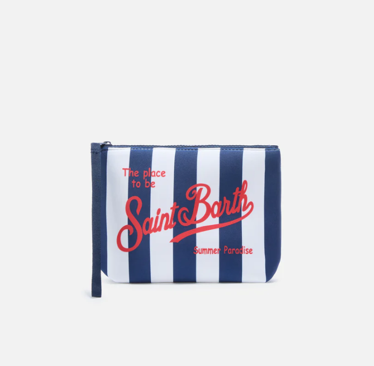 Aline scuba pouch with wide blue stripes