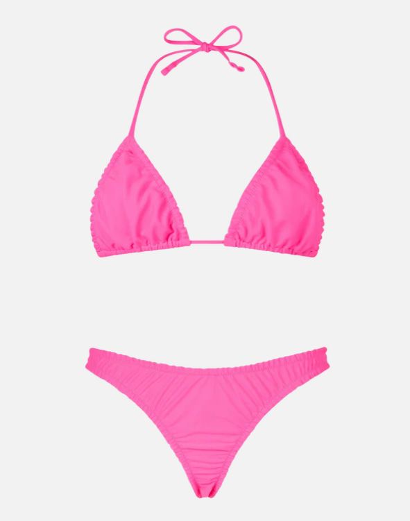 Bikini Nilly Nalu triangolo con rouches fucsia fluo