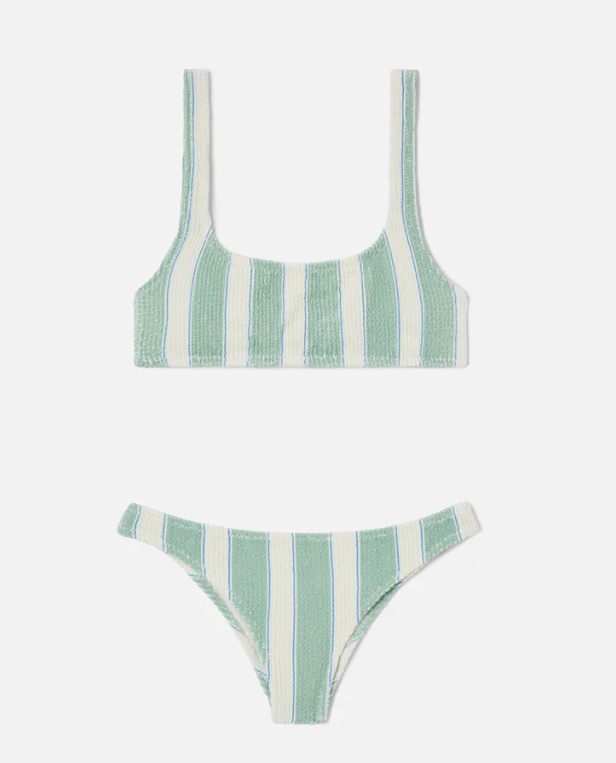 Naima Elise green striped crinkle bikini