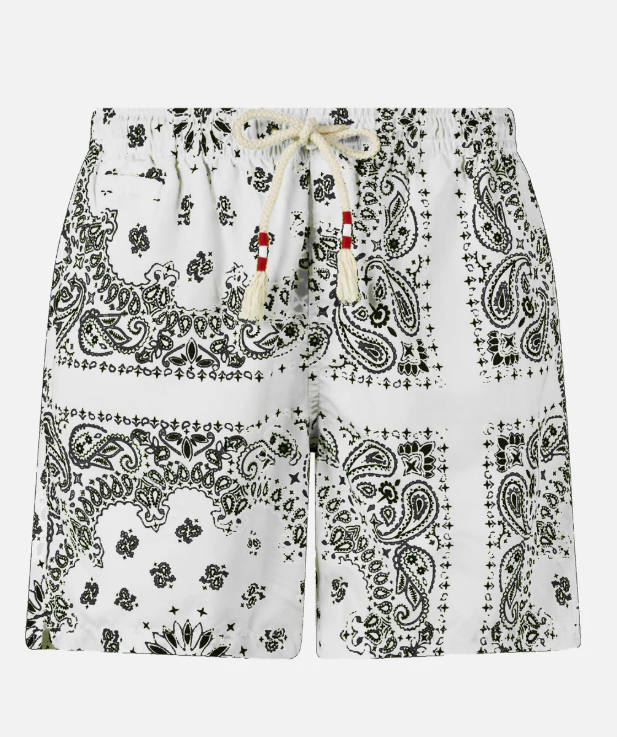 White bandana Caprese swim shorts