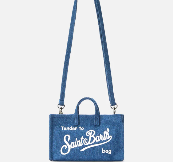 Micro Phone denim bag with contrasting logo
