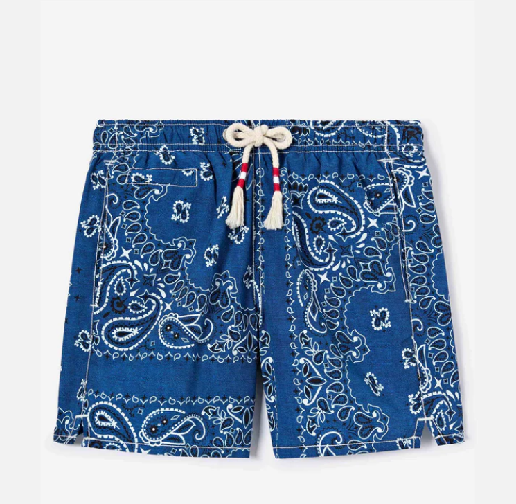 Caprese Jr swim shorts with blue navy bandana print