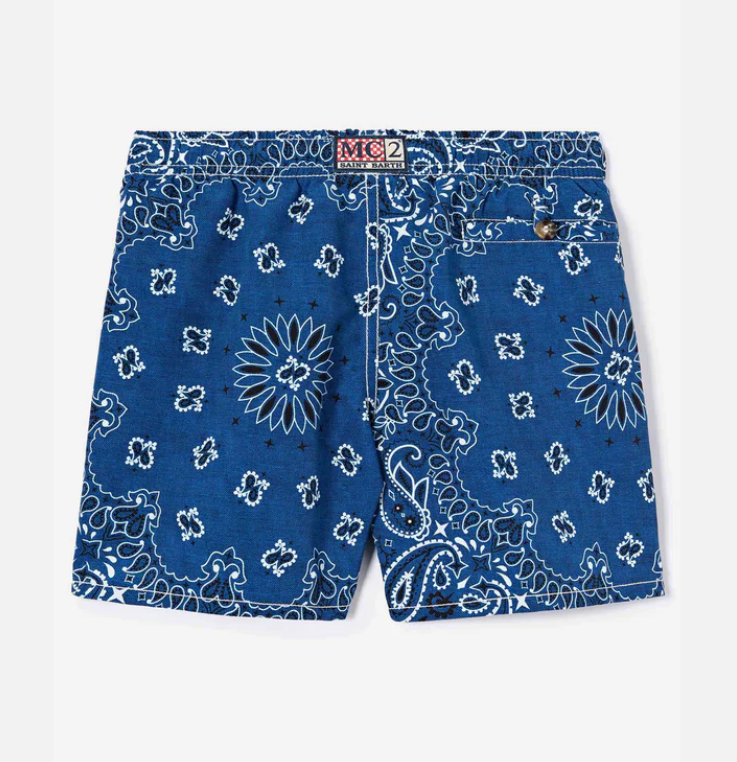 Caprese Jr swim shorts with blue navy bandana print