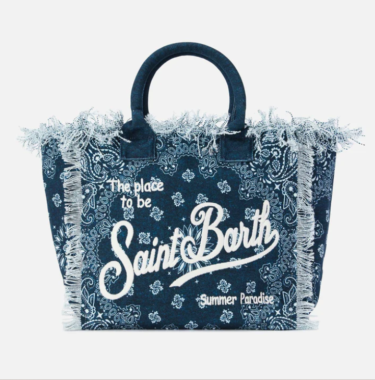 Light blue canvas Vanity regular bag with bandana print
