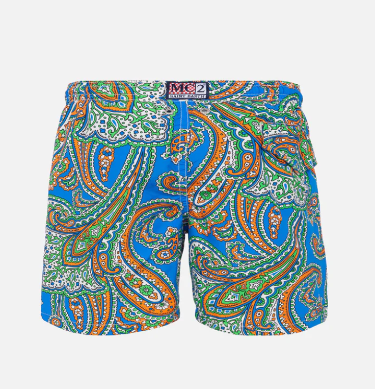 Boy swim shorts with paisley print