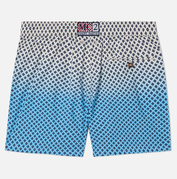 Lighting Micro swim shorts with geometric print on shaded background
