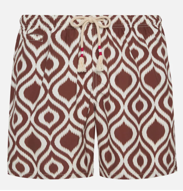 Brown and white pattern Caprese swim shorts