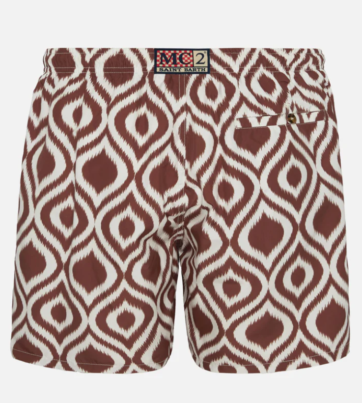 Brown and white pattern Caprese swim shorts
