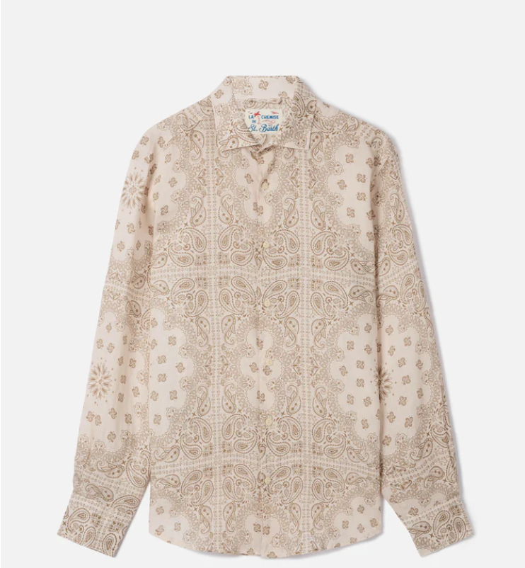 Pamplona linen shirt with all-over bandana print
