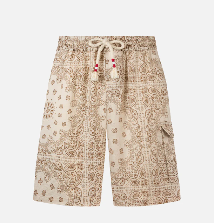 Marseille bandana print linen bermuda shorts