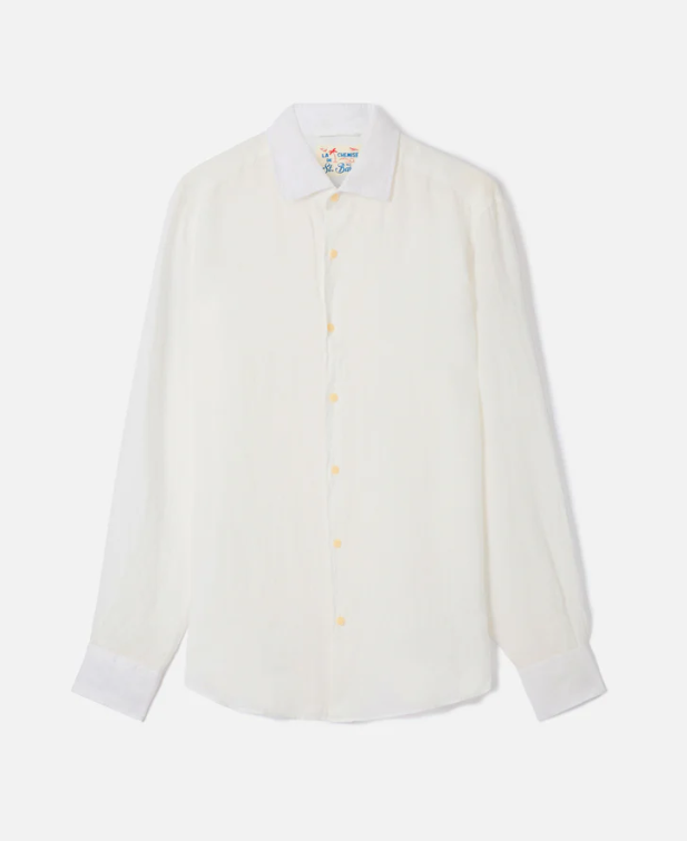 White Pamplona shirt in pure linen