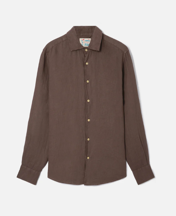 Brown Pamplona shirt in pure linen