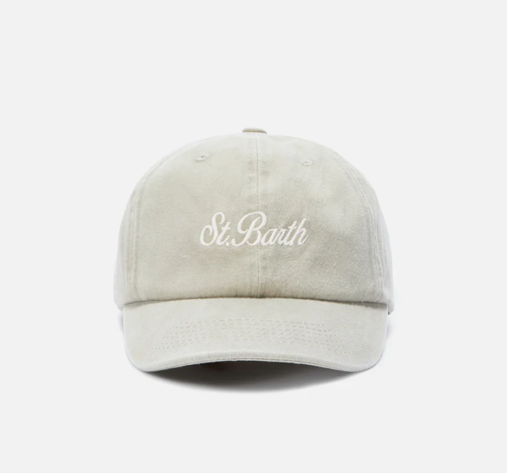 Davis beige cotton baseball cap with embroidered logo