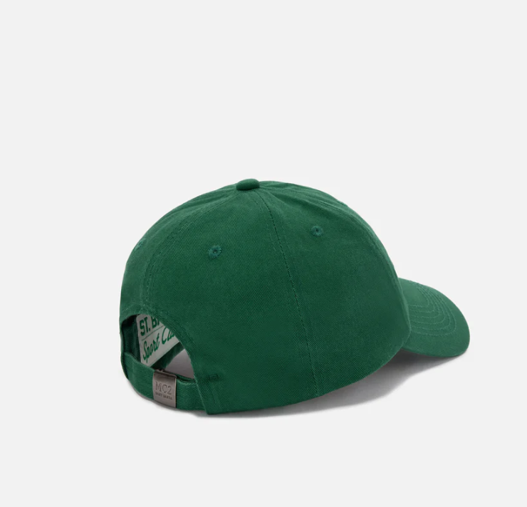 Baseball cap with visor in green cotton with embroidered Tennis Crew