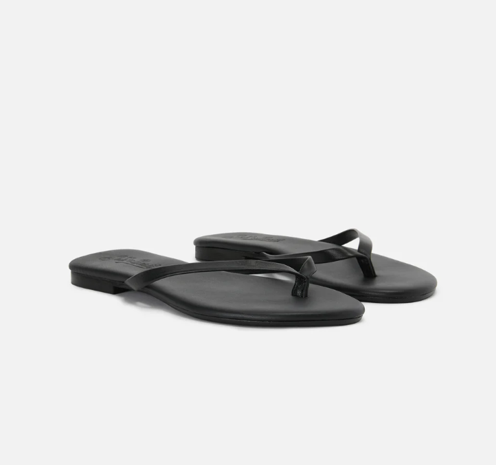 Essentials real leather flip flops in black