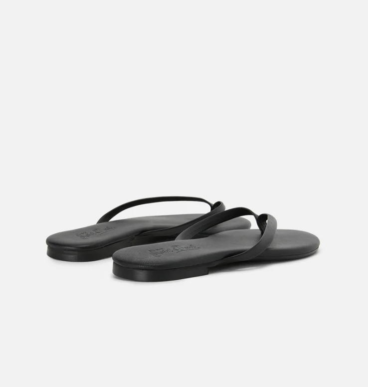 Essentials real leather flip flops in black