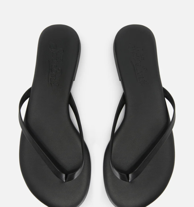 Essentials real leather flip flops in black