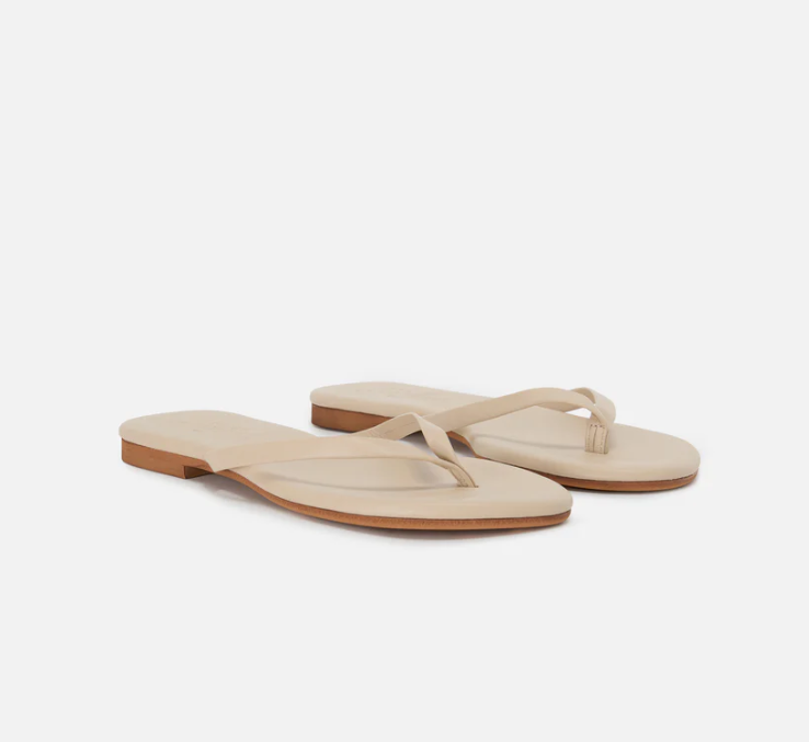 Essentials real leather flip flops in powder pink