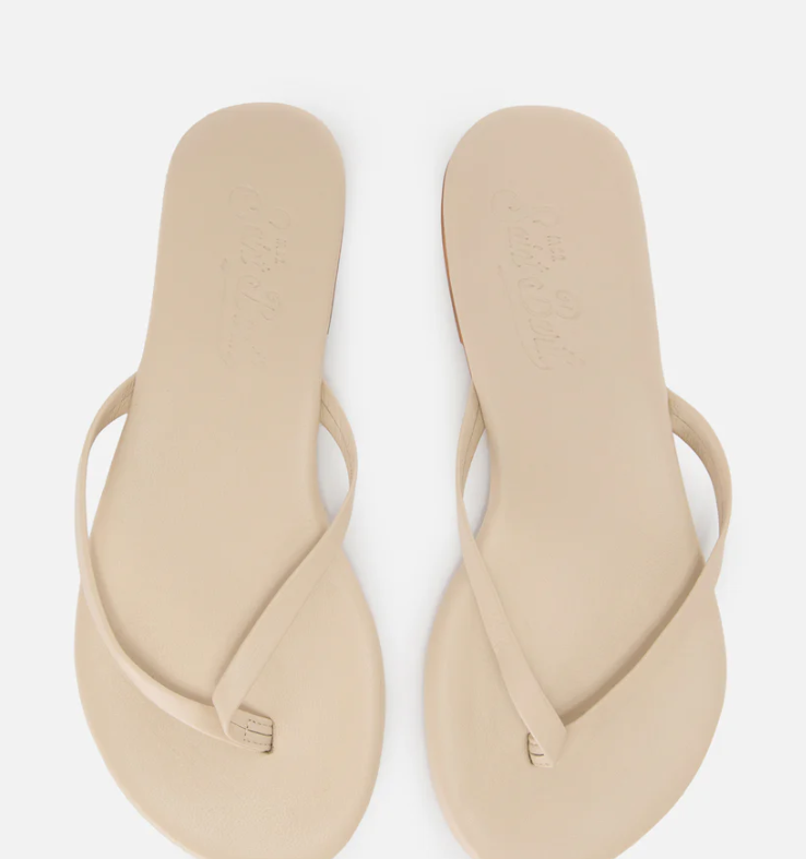 Essentials real leather flip flops in powder pink