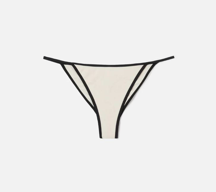 Zephire String brazilian bikini bottoms in cream with contrasting trim