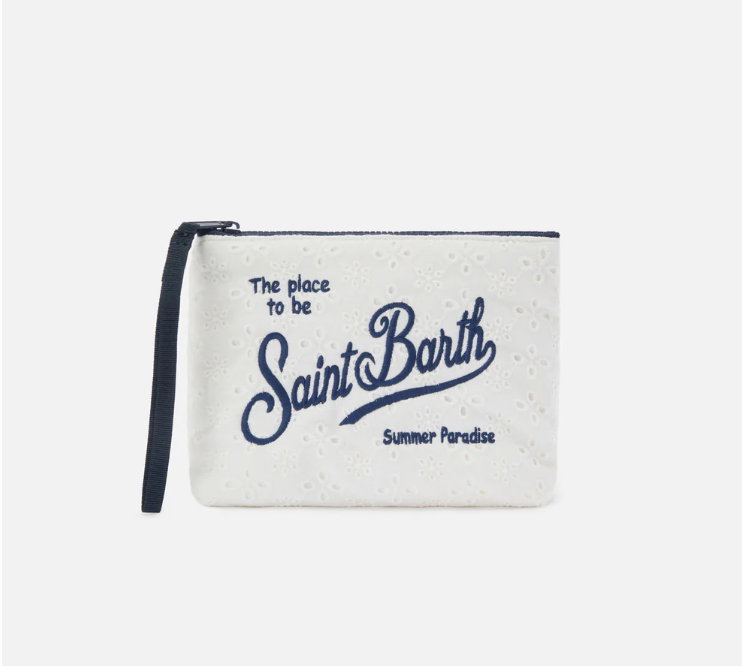 Aline white broderie anglaise cotton pouch