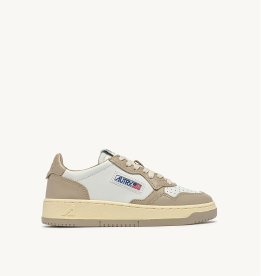 MEDALIST LOW BICOLOR SNEAKERS IN WHITE AND FEATHER GRAY LEATHER