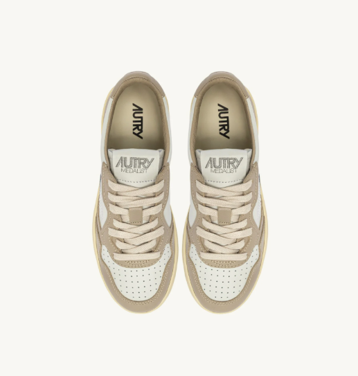 MEDALIST LOW BICOLOR SNEAKERS IN WHITE AND FEATHER GRAY LEATHER
