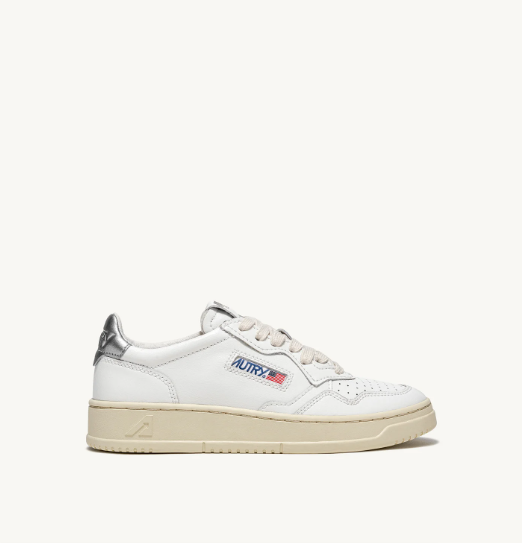 MEDALIST LOW SNEAKERS IN WHITE AND SILVER LEATHER