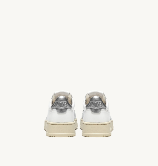 MEDALIST LOW SNEAKERS IN WHITE AND SILVER LEATHER
