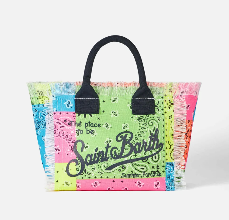 Colette multicolor fluo bandanna print canvas handbag