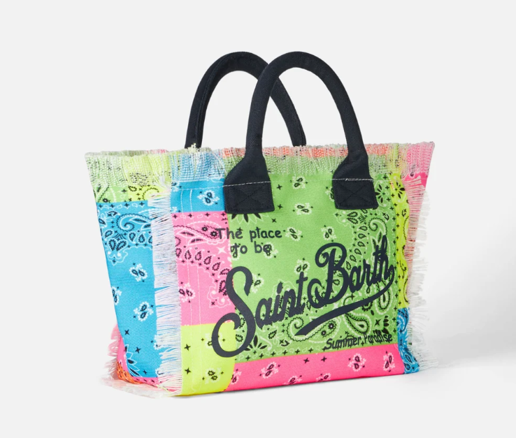 Colette multicolor fluo bandanna print canvas handbag