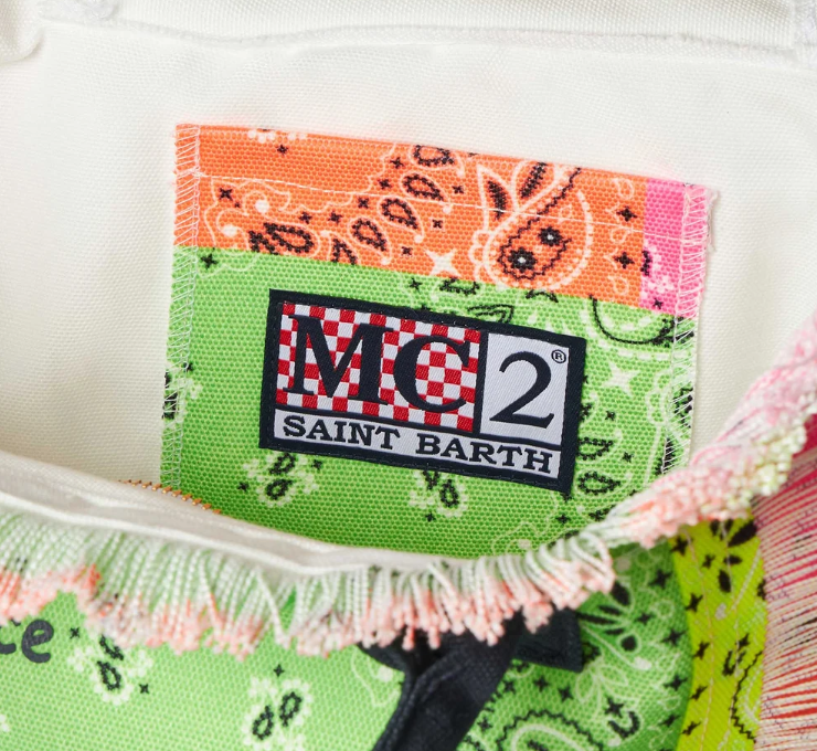 Colette multicolor fluo bandanna print canvas handbag
