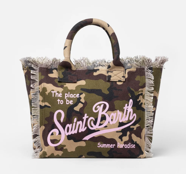 Cotton canvas Vanity tote bag with camouflage print
