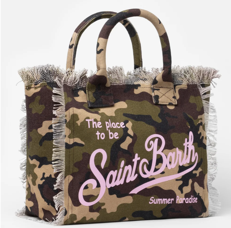 Cotton canvas Vanity tote bag with camouflage print