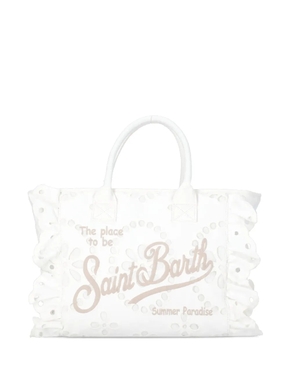 medium logo-embroidered ruffled tote bag