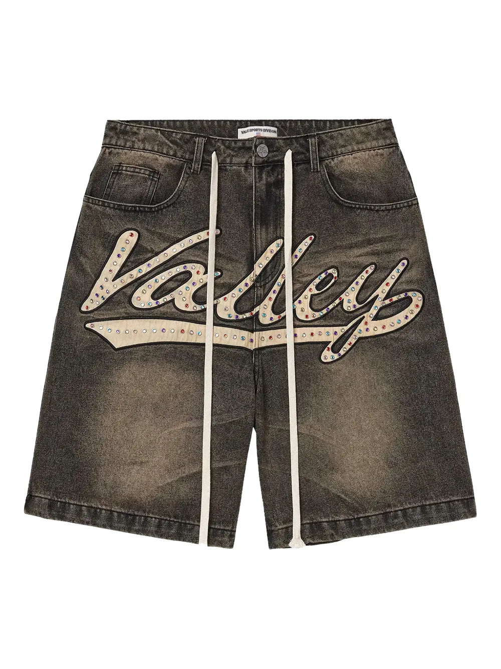 Skittles embroidered denim shorts