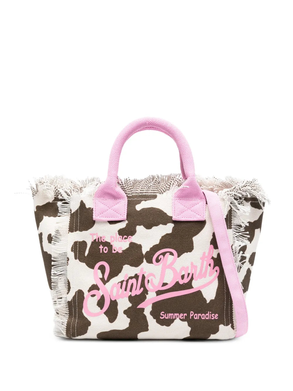 Colette cow-print frayed tote bag