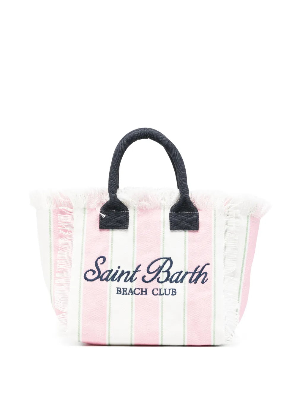 striped frayed-edge beach bag
