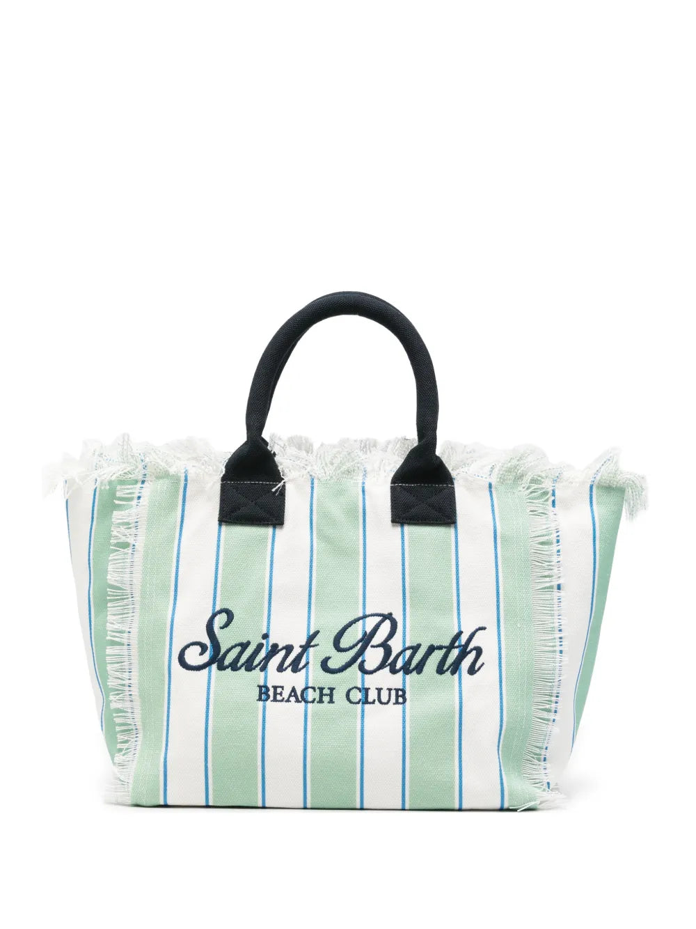 Vanity striped frayed-edge tote bag